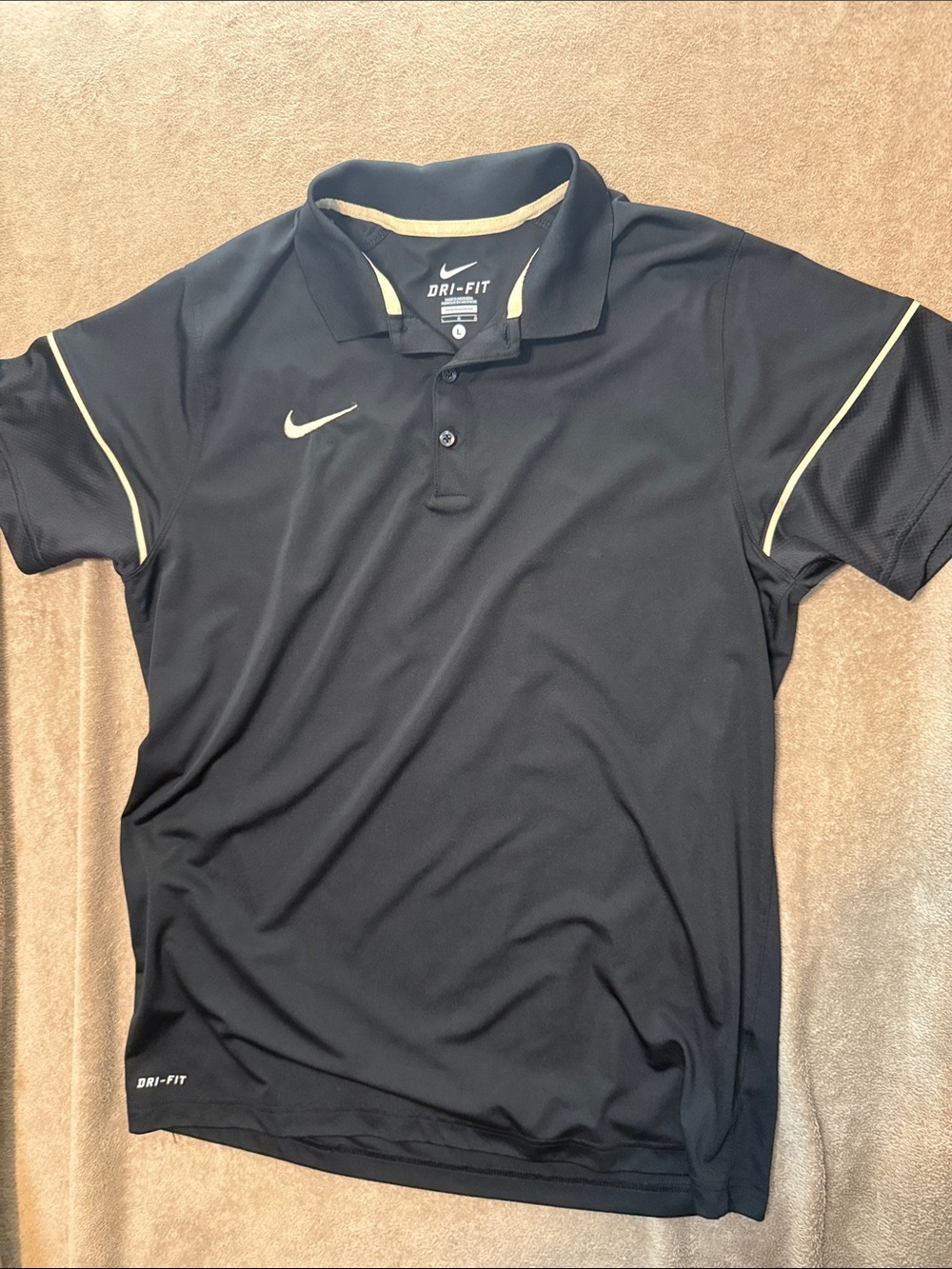 Nike Men’s Dri-fit Black Polo with Gold Trim